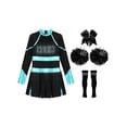 thumbnail image 3 of Eandarui Uniforme de Cheerleading pour Fille Robe Plissée à Manches Longues Tenue de Performance de Cheer d'École 5-16 Ans Bleu Vert&Noir 12, 3 of 5