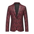thumbnail image 1 of TIMIFIS Complets Rouges pour Hommes Mode Danse Bal Performance Blazer Or Chaud Brillant Veste de Complet à Boutons avec Poche, 1 of 3