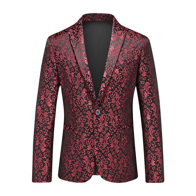 TIMIFIS Complets Rouges pour Hommes Mode Danse Bal Performance Blazer Or Chaud Brillant Veste de Complet à Boutons avec Poche