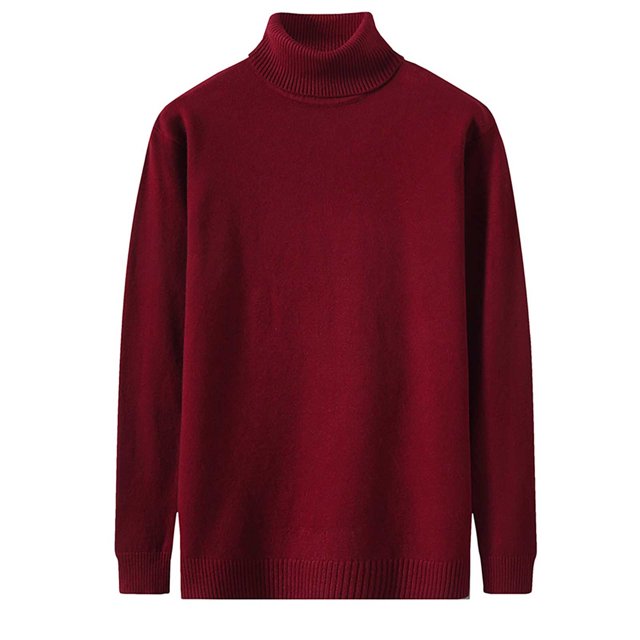 Chandail à Col Roulé pour Homme Coupe Régulière Basique Manches Longues T-Shirts Couleur Unie Tricot d'Automne Chandail Décontracté