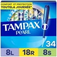 thumbnail image 2 of Tampax Pearl Tampons Multipack, with LeakGuard Braid, Light/Regular/Super Absorbency, Unscented 34 count, 2 of 23