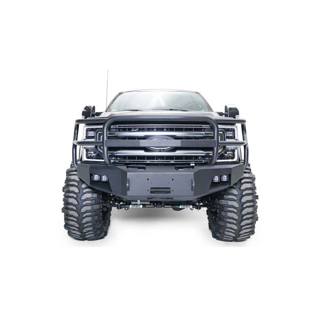 Fab Fours Bumper FS17-A4160-1 Premium; Design en une Pièce; Ajustement Direct; Matériel de Montage Inclus; avec Garde-Grille; avec Montage Interne pour Treuil de 16 500 Livres; avec Supports à Anneau en D