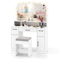 thumbnail image 2 of Costway Vanity Desk Makeup Table with with Stool Large Mirror 3-Color Lights for Bedroom White, 2 of 10