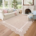 thumbnail image 3 of Nanan 4'x6' Scalloped Bow Area Rug, Non-Slip Back, Machine Washable Low-Pile Carpet for Living Room Bedroom Nursery Home Decor,Camel, 3 of 7