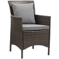 thumbnail image 2 of Modway Conduit 17 Pouces Fauteuil de Salle à Manger de Patio en Rotin Brun/gris (Ensemble de 2), 2 of 3