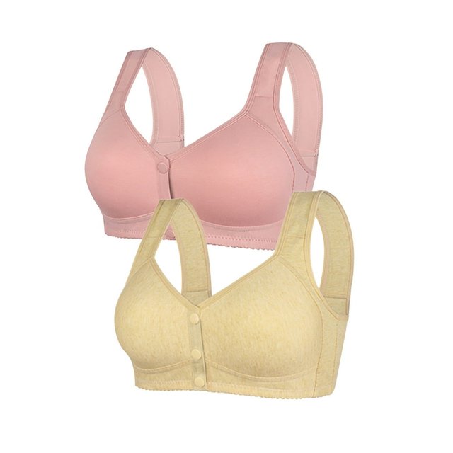 2PC Women‘s Front Side Buckle Lace Edge Without Steel Ring Movement Seamless Gathering Adjustment Yoga Sleep Large Bra