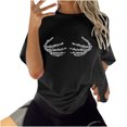 thumbnail image 4 of CEHVOM Woman Ladies Dropped Shoulder Sleeves Loose Short Sleeve Top Pullover Tops, 4 of 8