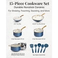 thumbnail image 4 of Gotham Steel Navy Cream 15 Piece Ultra Ceramic Nonstick Cookware Set with Gold Handles Induction Oven Dishwasher Safe, 4 of 6