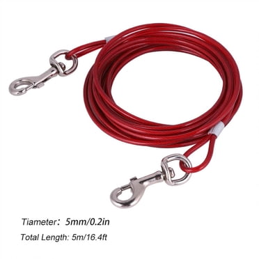 Ejoyous Long Steel Wire Dog Leash Outdoor Camping Picnic Strong Pet Safety Cable Rope 5mm*5m , Steel Wire Dog Leash, Dog Lead Rope