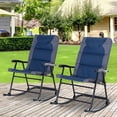 thumbnail image 2 of Outsunny Ensemble de 2 Chaises à Bascule Pliables de Patio, Bleu Marine, 2 of 10