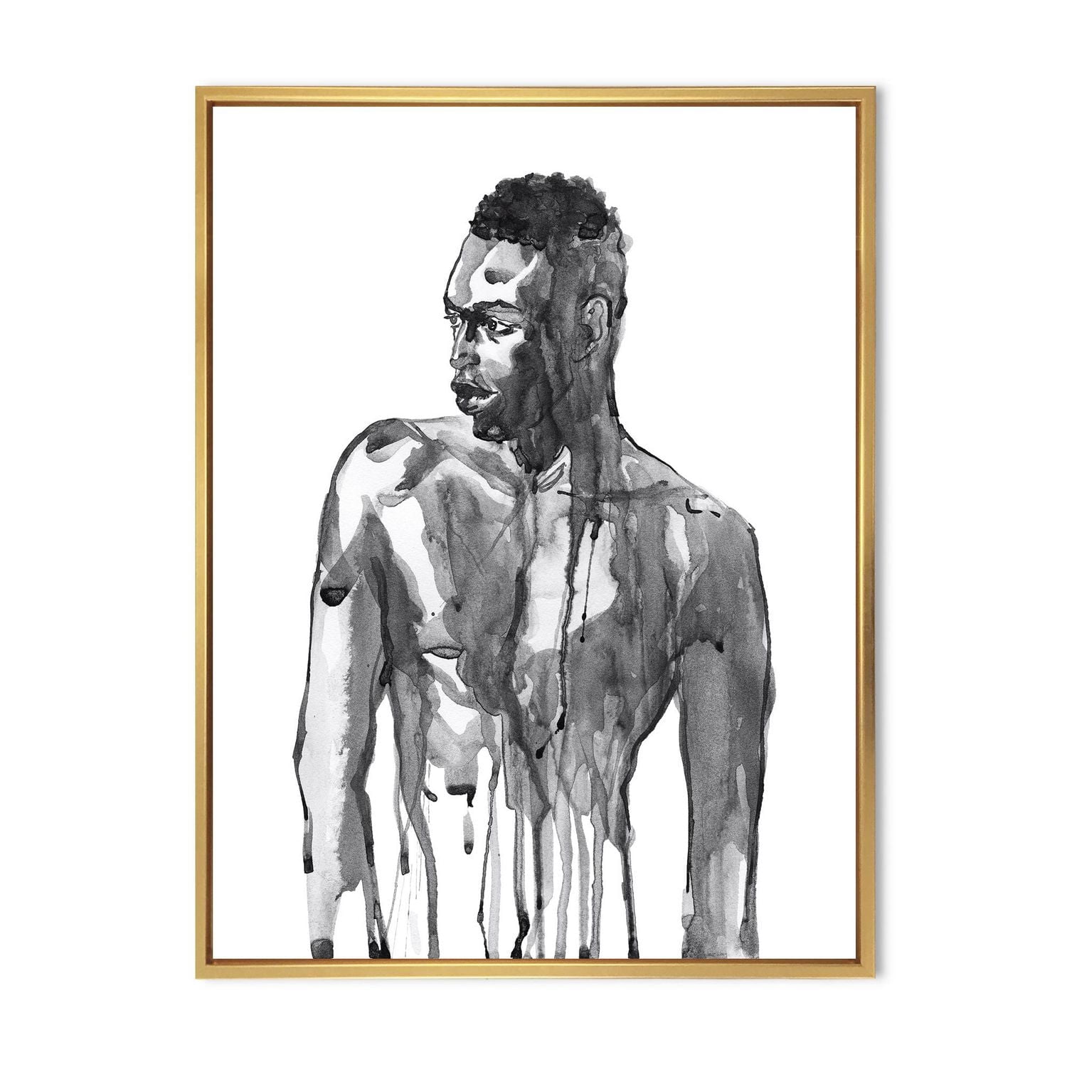 Designart Bel Homme Africain Portrait Sur Blanc I ART MURAL À CADRE FLOTT