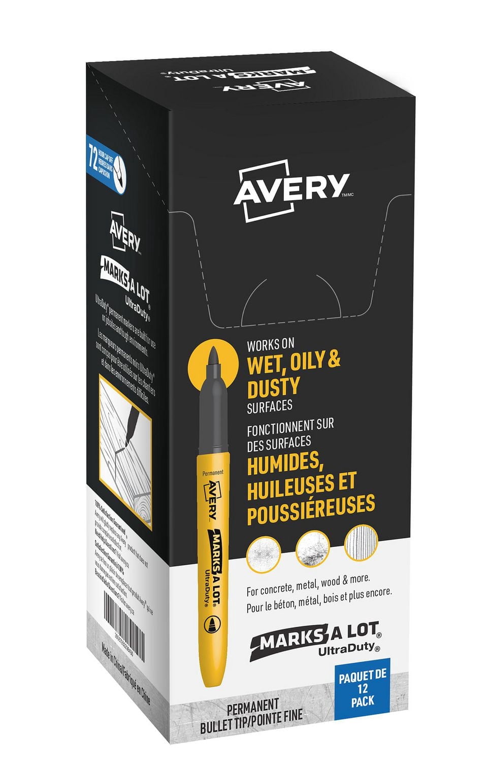 Marks A Lot® UltraDuty® Markers, Black, 1mm Bullet Tip