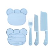 Eoozwa Food Preparation Cutting Board and Knife Set Plastic Safe for Early Education and Kitchen Play Non Sharp Blades Dishwasher Safe Portable