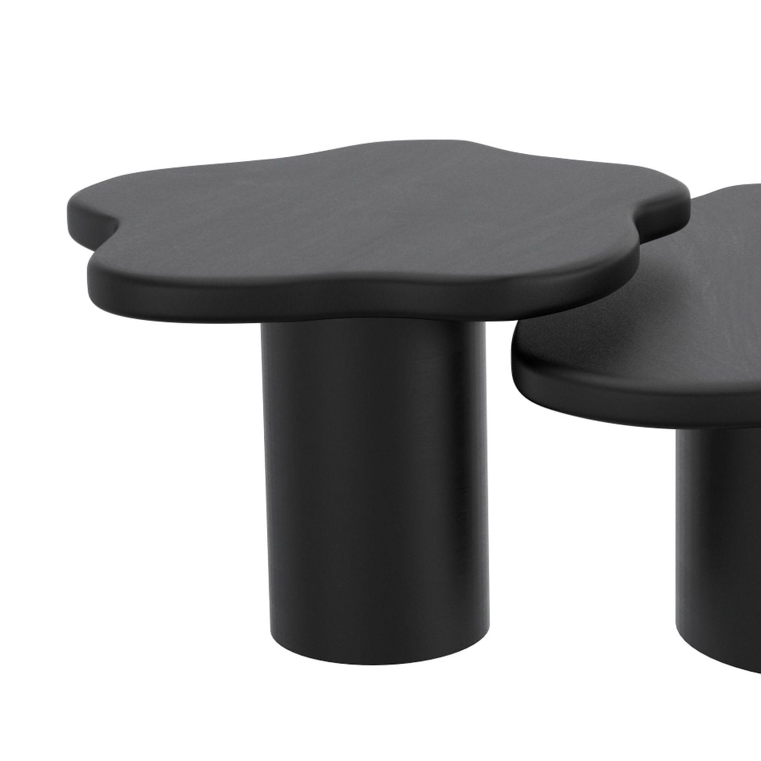 Mid-Century Modern Solid Mango Wood Small Coffee Table - Black