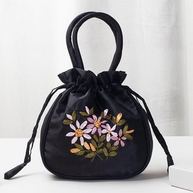 appleinmyeyes Chinese Style Embroidered Small Bag Handmade Fabric Messenger Portable Bag Hanfu Bucket C4