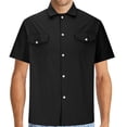 thumbnail image 1 of cfhntfmh Short Sleeve Shirts for Men Button down Summer Casual Collared V Neck Tops Solid Color Beach Blouses, 1 of 5