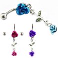 thumbnail image 2 of Visland Romantic 2-Rose Connected Dangling Belly Ring Navel Button Jewelry Gift, 2 of 7