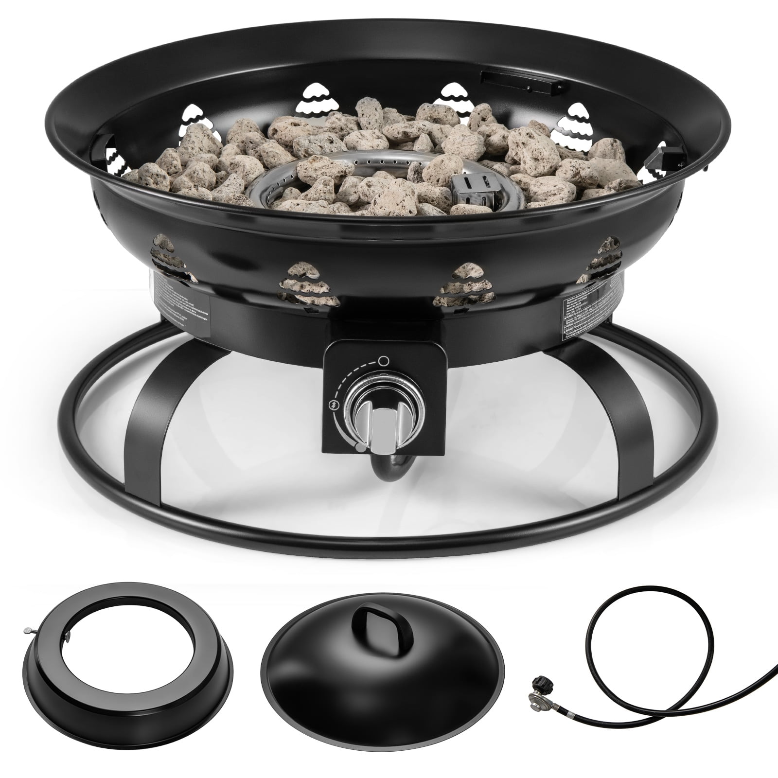Gymax 21 Inch Diameter Propane Gas Fire Pit Patio Portable Fire
