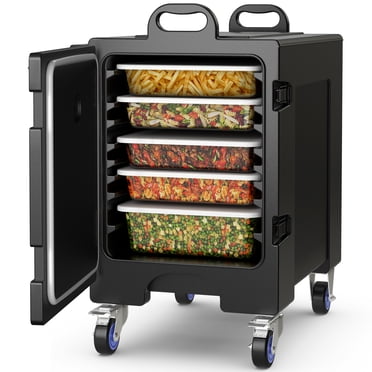 Costway Insulated Food Pan Carrier Quart 5 Full-Size Pan 81 Capacity w/ Wheels