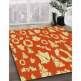 thumbnail image 3 of Ahgly Company Tapis d'Intérieur Lavable à la Machine, Carré, Transitionnel, Orange, Tapis de Zone, 6 Pieds Carré, 3 of 7