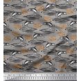 thumbnail image 1 of Soimoi Black polyester Crepe Fabric Text & Fish Ocean Print Fabric by Yard 52 Inch Wide, 1 of 1