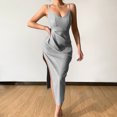 thumbnail image 1 of Gspmoly Robes pour Femmes, Mode Femmes Été Décontracté Uni Col en V Camis Sans Manches Gilet Longue Robe Robes Formelles pour Femmes jusqu'à 65 % de Rabais, 1 of 6
