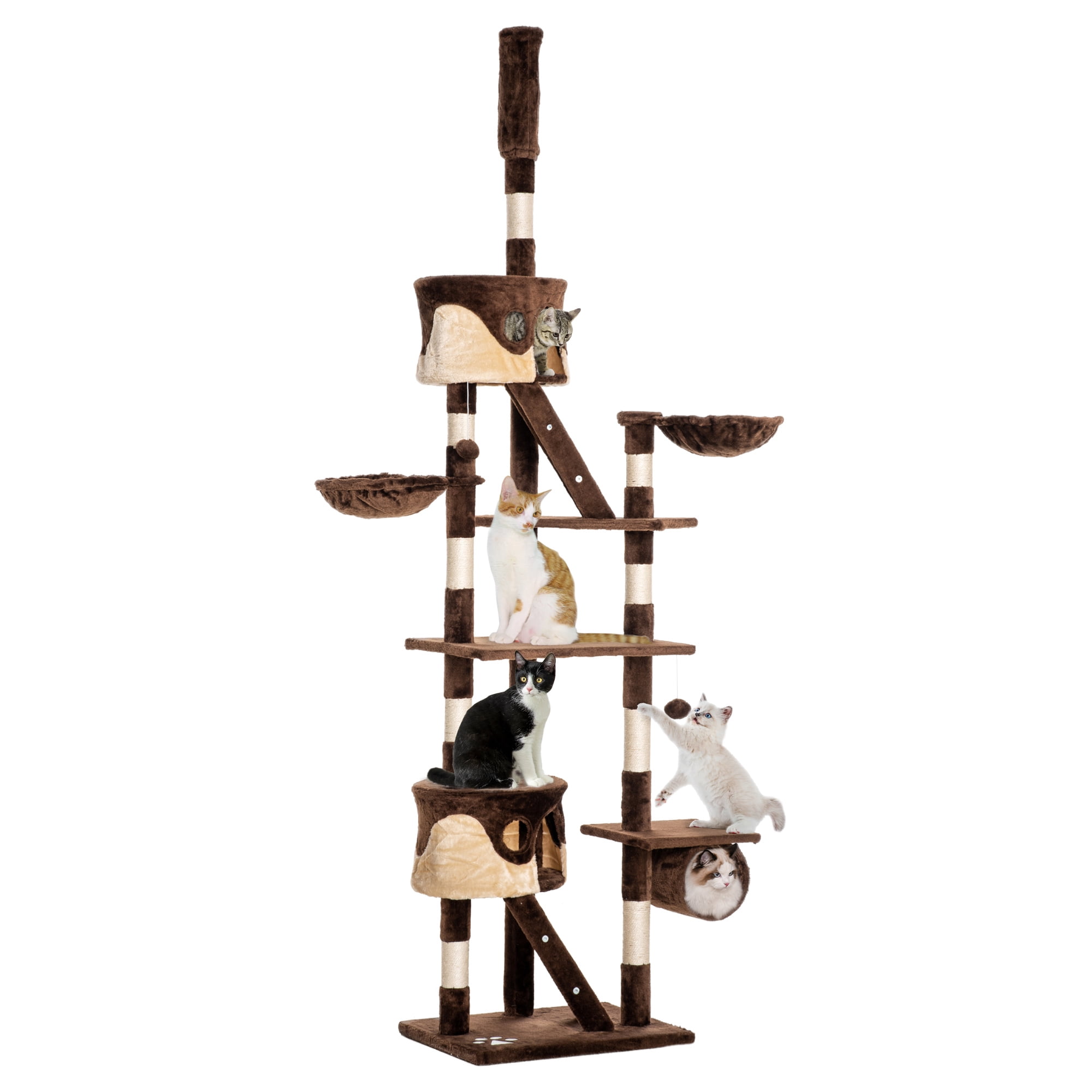 CoSoTower 94"-102" Huge Cat Tree Ceiling High Cat Condo Scratching Post Activity Center Multi-Level Play House