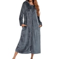 thumbnail image 1 of Kcodviy Robe en Flanelle à Manches Longues Robes Luxueuses pour Femmes avec Capuche et Fermeture Éclair Peignoir Portefeuille pour Femmes Pyjama pour Couples pour l'Automne Longs Peignoirs en Satin pour Femmes et Hiver, 1 of 9