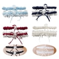 thumbnail image 5 of Wedding Bridal Legs Garter Set Bridal Garters Lace Belt Wine Red, 5 of 5