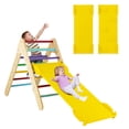 thumbnail image 1 of Gymax Ensemble Triangle d'Escalade en Bois 3-en-1 Grimpeur Triangle avec Rampe Multicolore, 1 of 9