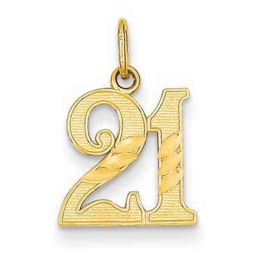 14K Yellow Gold Diamond Cut 21 Pendant