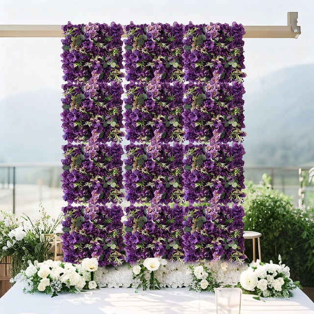 Rvkxad Plastic Wedding Flower Wall, Realistic Floral Panel for Backdrop Photo Area, Romantic Scene Decor, Party Arrangement