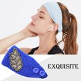thumbnail image 2 of Crochet Headbands Winter Leaves Pattern with Rhinestones Elastic Head Protector Wide Warm Chunky Hair Accessories for Girls Dark Sky Blue, 2 of 8