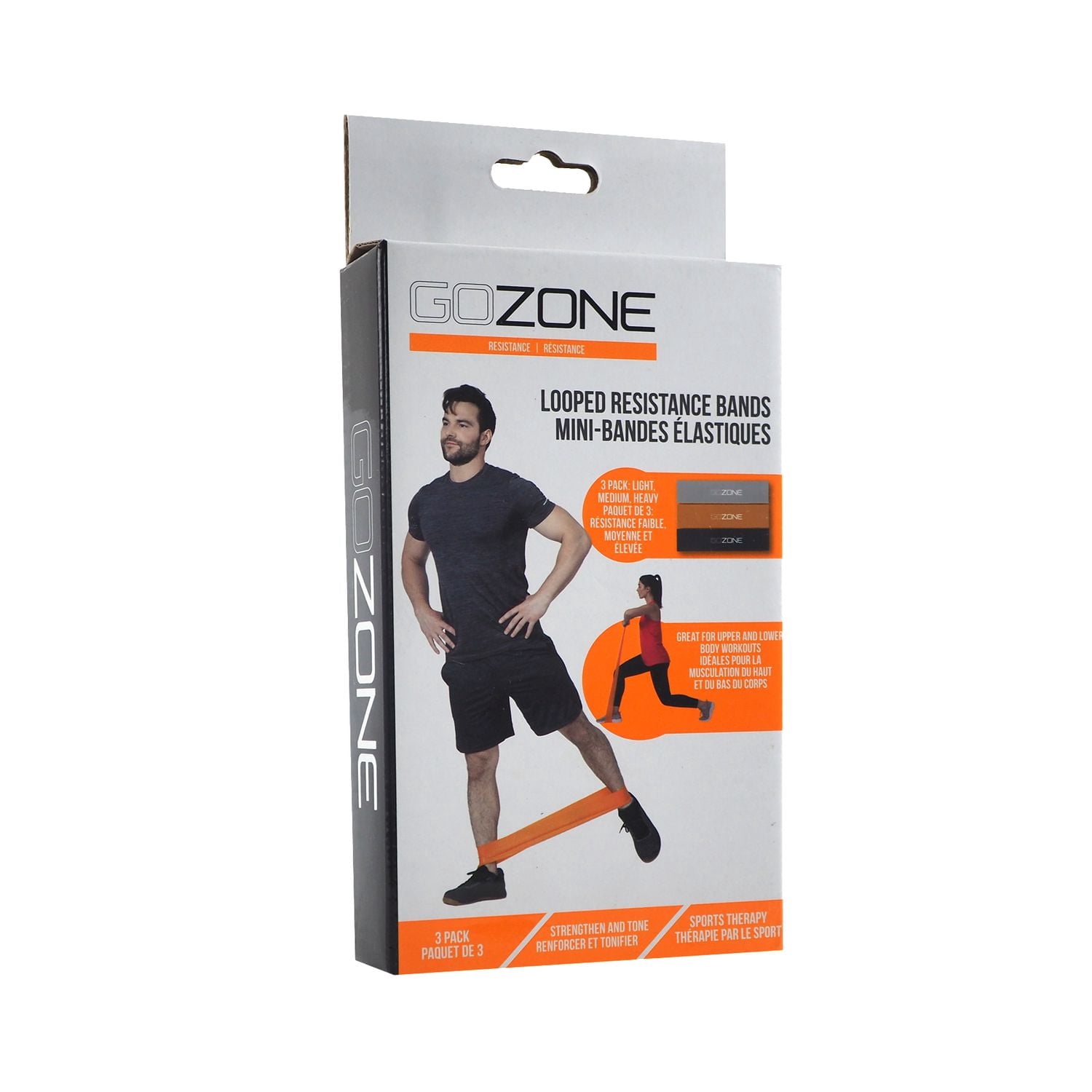 3 mini-bandes élastiques GoZone – Noir/orange/blanc