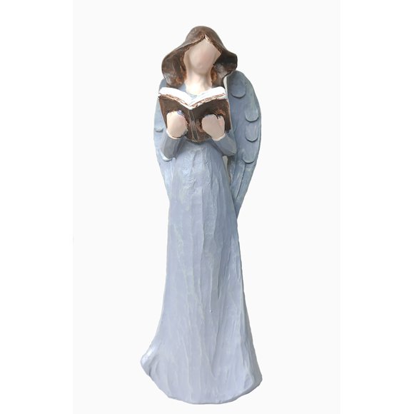 Guardian Angel Statue Healing Angel Collectible Figurines - Grey Reading Angel Figurines for Women Angel Sculpted Figurine, Angel Wings Statue for Home Decor, Garden, Thanksgiving, Christmas