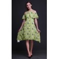 thumbnail image 2 of Bimba Green Watercolor Printed Womens Cold Shoulder Tunic Party Round Neck Shift Dress - Small, 2 of 6