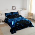 thumbnail image 3 of Erosebridal Neon Gamepad Bedding Sets Toddler with Comforter, Abstract Geometric Duvet Insert, Game Player Decor, Breathable 2pcs, 3 of 7