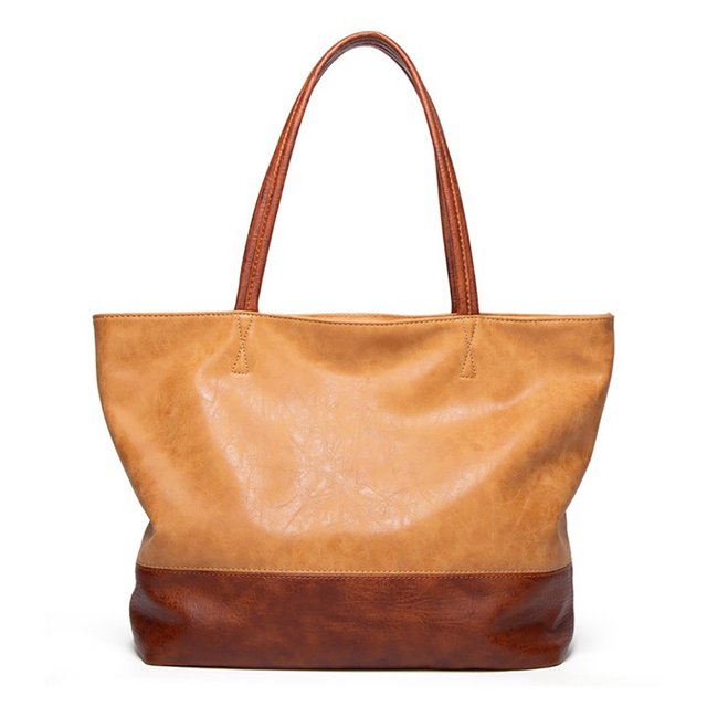 Ladies Tote Bag Large Capacity Fashion Dual Color Shoulder Tote Top Handle Bag