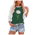 thumbnail image 1 of CEHVOM Ladies' O-Neck Casual Printed Color-Blocking Three-Quarter Sleeve Blouse, 1 of 3