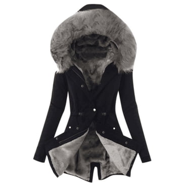 Fiogavroetic Ladies Lining Coat Womens Winter Warm Thick Long Jacket Hooded Overcoat