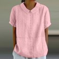thumbnail image 2 of JIRNDf Chemises pour Femmes Hauts Tendance Été Col à Revers Manches Courtes Mode Tunique Décontractée Blouse RD2 L, 2 of 6
