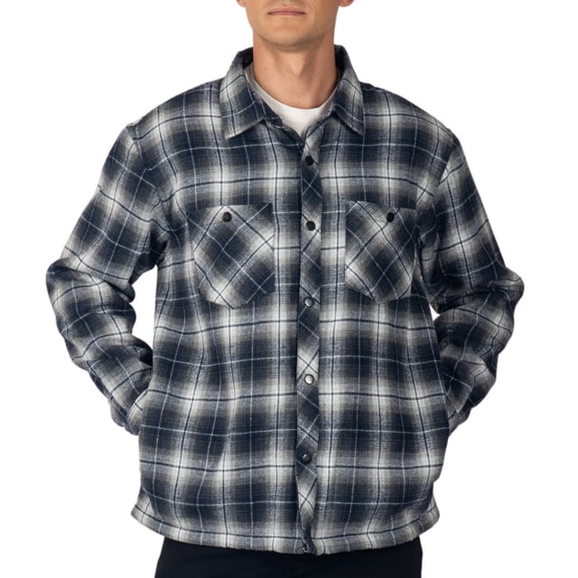 Alpine Swiss Josh Mens Fleece Flannel Jacket Warm Snap Button Plaid Shacket