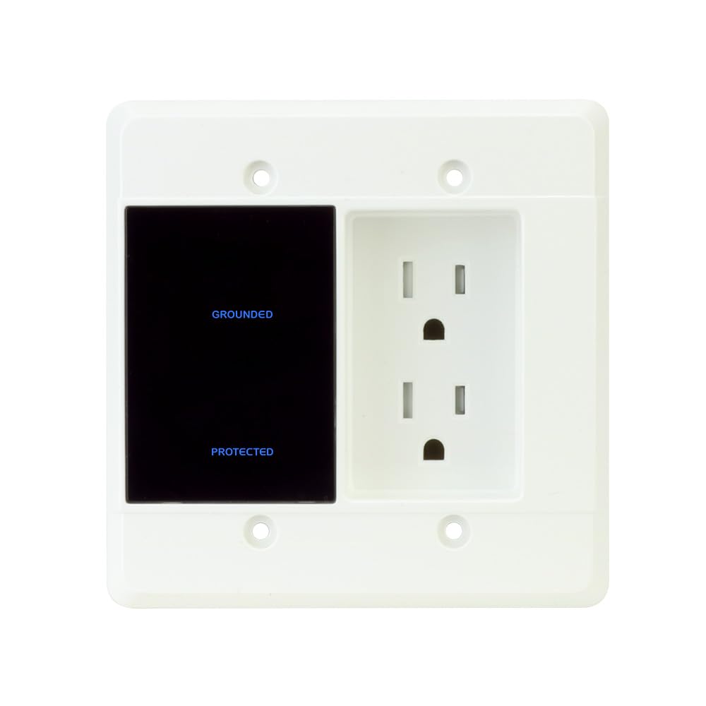 Element-Hz Power Series in-Wall Surge Protector w/Recessed Dual Outlet, 1080 Joules