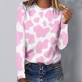 thumbnail image 2 of CEHVOM Chemises pour Femmes Col Rond Imprimé Manches Longues Hauts Imprimés Blouse Régulière Liquidation, 2 of 5
