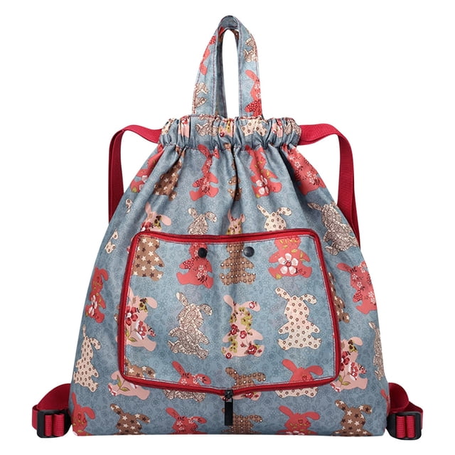 Amzcrzy Home Decor, Storage Bag, Storage Basket, Foldable Large Capacity Travel Backpack Drawstring Pocket Light Nylon Cloth Multifunctional Print Foldable Bag Organizer Foldable Capacity