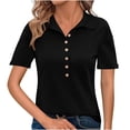 thumbnail image 1 of Besolor Womens Short Sleeve T Shirts Business Casual Collared Button up Tops Summer Office Work Blouses Tees, 1 of 7