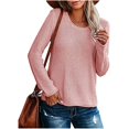 thumbnail image 2 of IROINID Women's Round Neckline Pullover Sweater Solid Color Comfy Mid-Length Long Sleeve Knitting Sweater Tops, 2 of 6