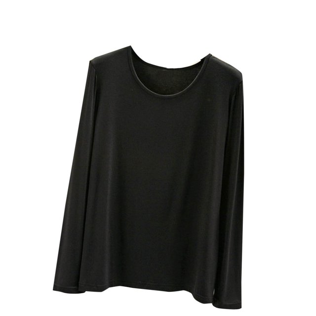 MeetoTime T-Shirts à Col Rond à Manches Longues pour Femmes Camisoles Confortables T-Shirts Doux de Couleur Unie sous-Vêtements