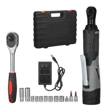 Amdohai Clé à Cliquet Électrique 3/8 Sans Fil, Ensemble de Clé à Cliquet, Trousse d'Outils à Cliquet pour Batterie 220 Tr/min 16,8 V avec Batterie Lithium-Ion 2,0 Ah et Chargeur Rapide