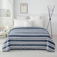 thumbnail image 1 of Mainstays Plush Blanket Blue Stripe DQ, 1 of 5